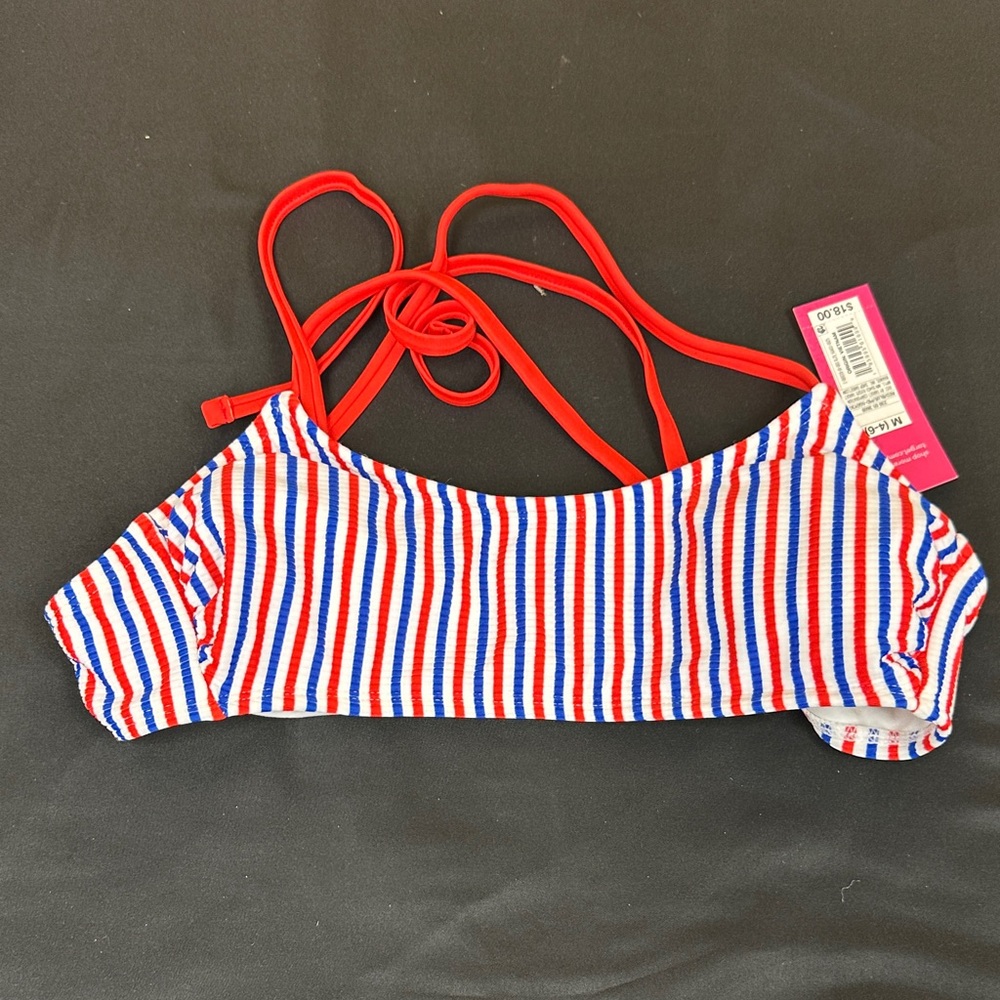 Striped Women’s Swim Top striped red white and blue size medium 4-6 new with tag